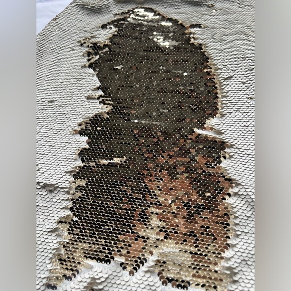 Chelsea & Violet Cream and Gold Flip Sequin Midi Skirt 10 - Picture 5 of 14